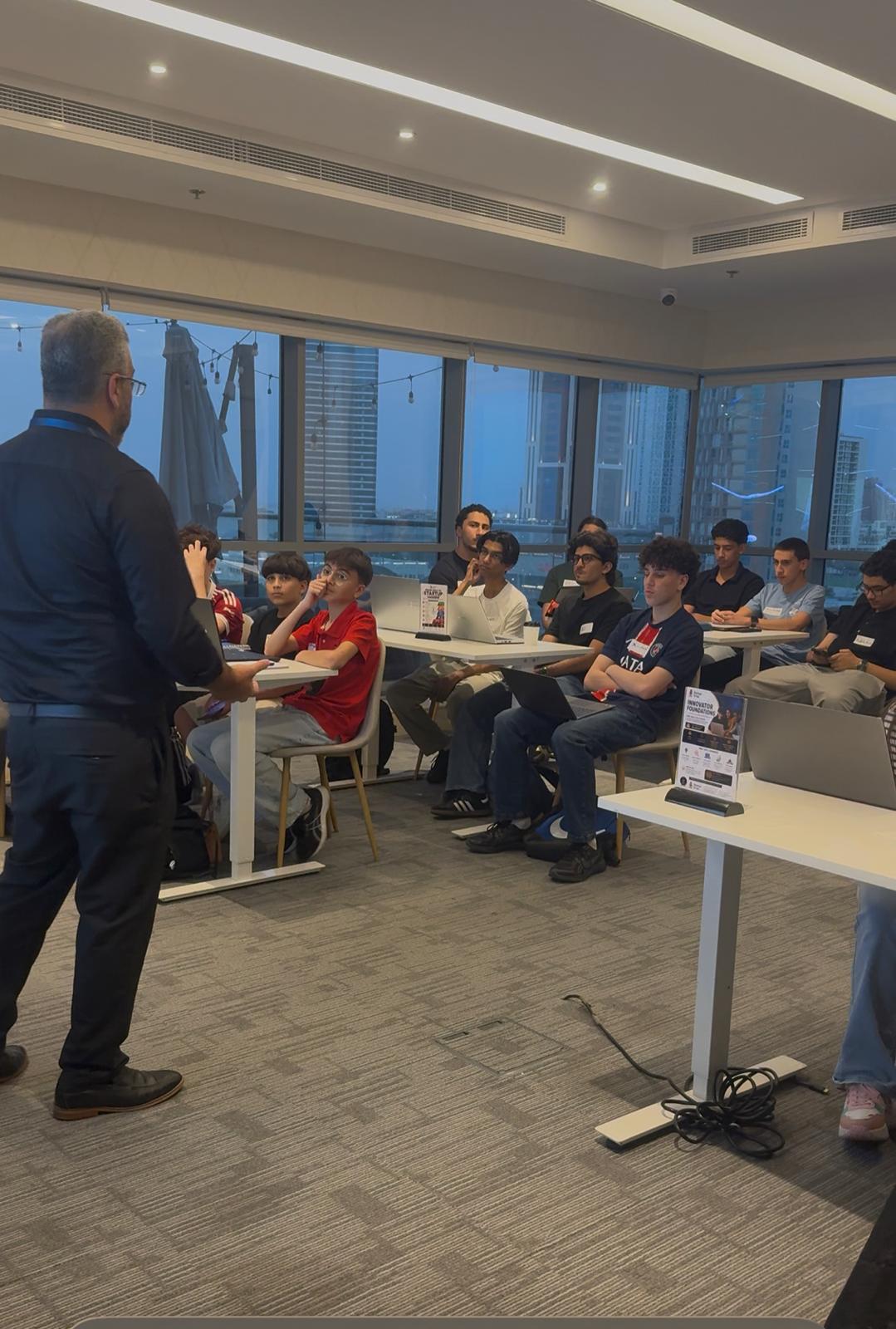 Belal Riyad leading an intro session at Innovation Café, Lusail